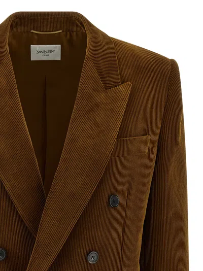 Saint Laurent Corduroy Blazer Blazers Brown In Brown