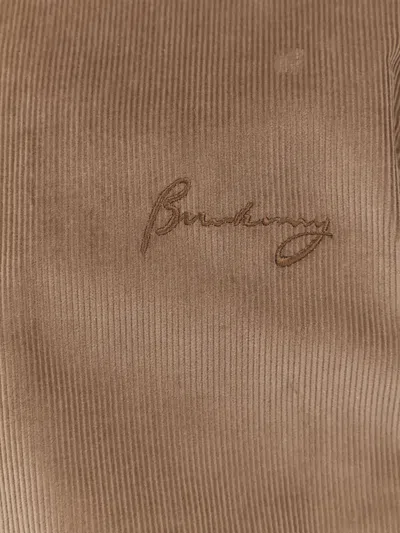 Burberry Corduroy Jacket With Logo Embroidery In Brown