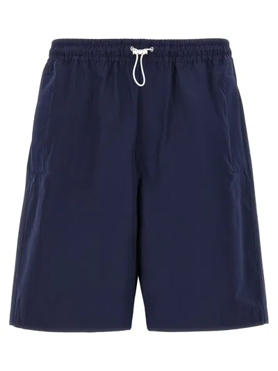 Gucci Men Navy Blue Poplin Bermuda Shorts In Multi