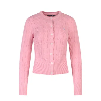 Polo Ralph Lauren Cotton Cardigan With Embroidered Logo In Pink