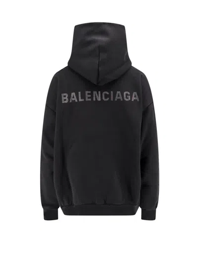 Balenciaga Relaxed-fit Cotton Hooded Sweatshirt With Design In Black