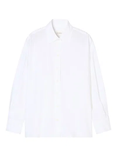 Closed Button-up Long Sleeve Shirt In White