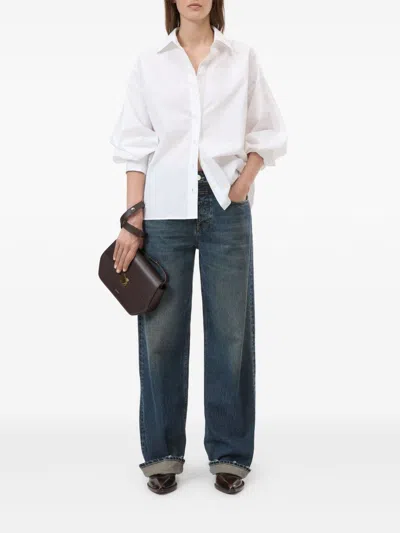 Closed Button-up Long Sleeve Shirt In White