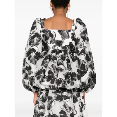 Stine Goya Anemone-jacquard Square-neck Top In Black