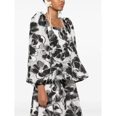 Stine Goya Anemone-jacquard Square-neck Top In Black