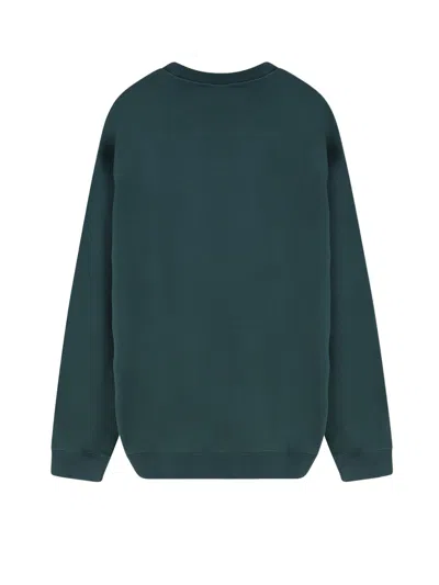 Gucci Long Sleeve Crewneck Sweatshirt With Ribbed Cuffs And Hem In Green