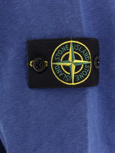 Stone Island Cotton Sweatshirt With Iconic Patch In Blue