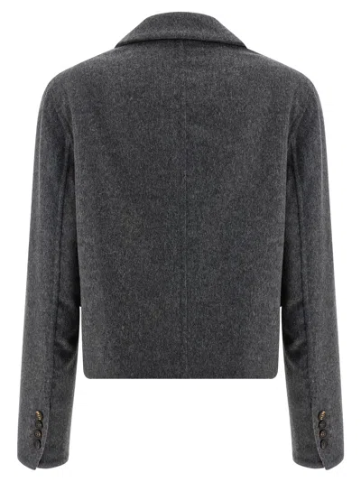 Brunello Cucinelli 'crop' Blazer In Gray