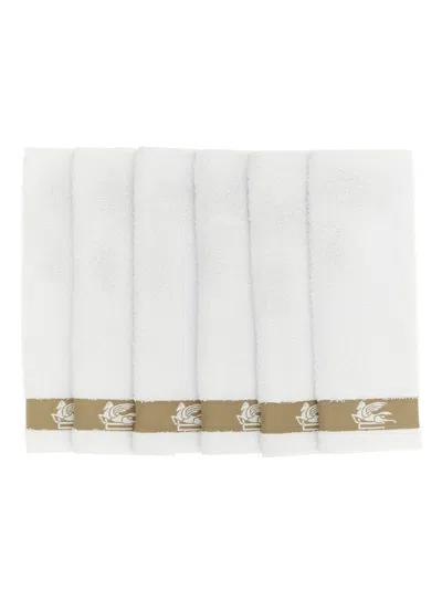 Etro Home Dafne Towels White In Brown