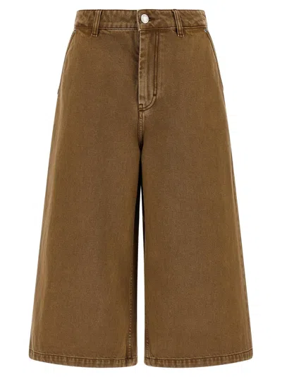 Ami Alexandre Mattiussi Casual Denim Bermuda Shorts Featuring Pockets In Brown