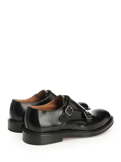 Corvari Double Monk Duilio Pelle Spazzolata Loafers Black In Black