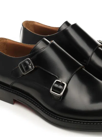 Corvari Double Monk Duilio Pelle Spazzolata Loafers Black In Black