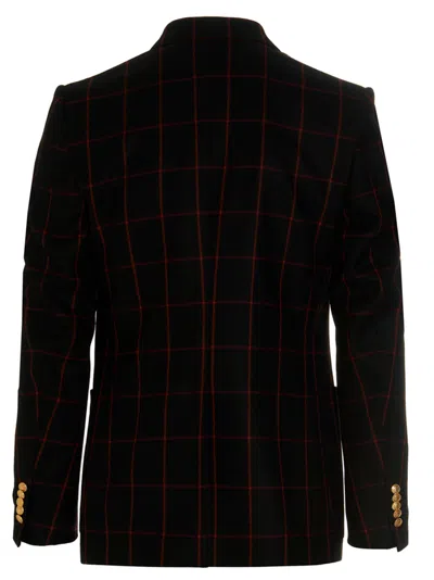 Gucci Double-breasted Check Blazer Multicolor In Black