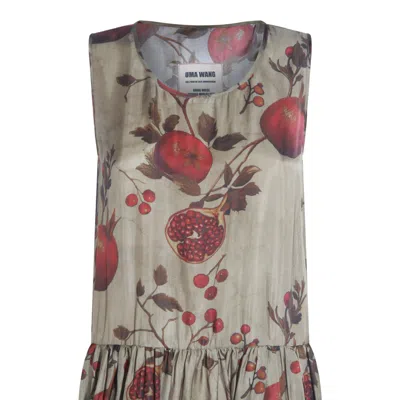 Uma Wang Red And Green Viscose Ardal Dress In Multi