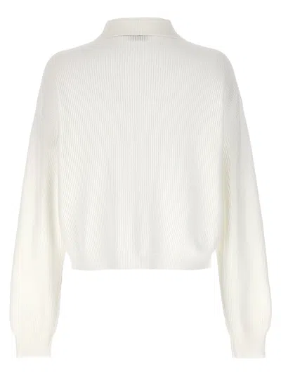 Brunello Cucinelli Women English Rib Polo Shirt In White
