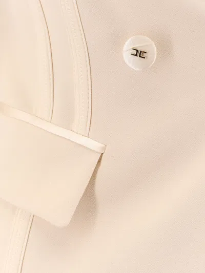 Elisabetta Franchi Essentials Blazer With Shoulder Pads And Covered Buttons In Pink