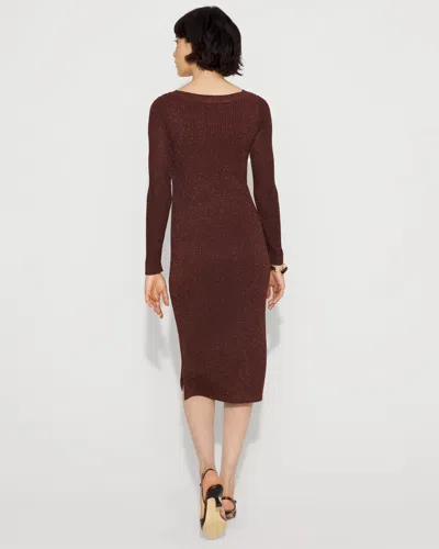 White House Black Market Petite Bodycon Sweater Midi Dress In Brown