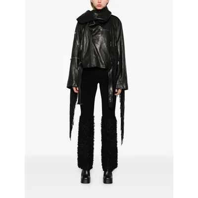 Rick Owens Leather Outerwears In Blue