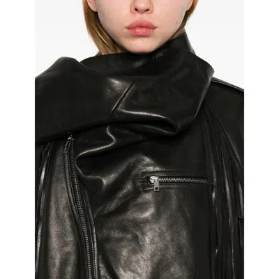 Rick Owens Leather Outerwears In Blue