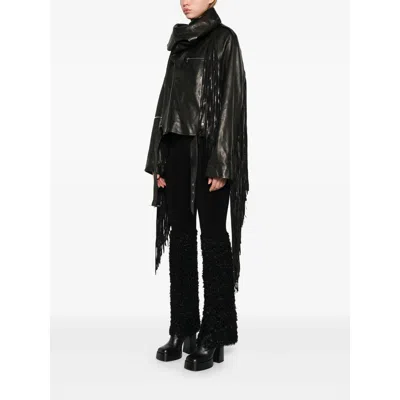 Rick Owens Leather Outerwears In Blue