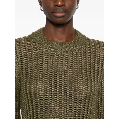 Peserico Open-knit Crew-neck Sweater In Gray