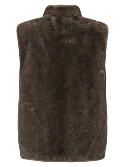 Lou Andrea Faux Fur Vest In Brown