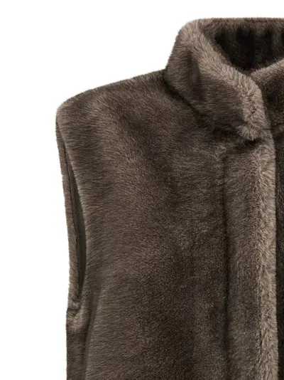 Lou Andrea Faux Fur Vest In Brown