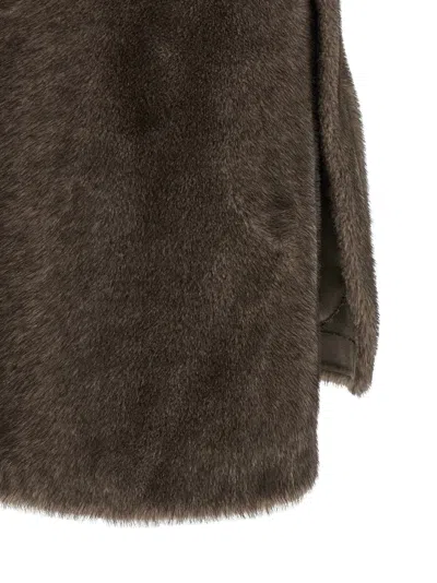 Lou Andrea Faux Fur Vest In Brown