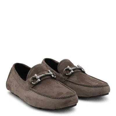 Ferragamo Gancini Loafers In Brown