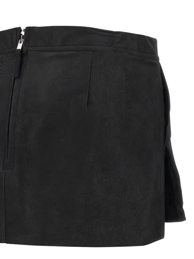 Rick Owens Layered Side Slit Mini Skirt In Black