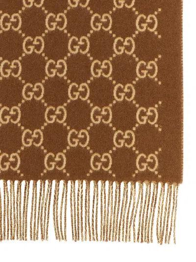 Gucci Gg Cashmere Scarf Scarves And Foulards Brown In Brown
