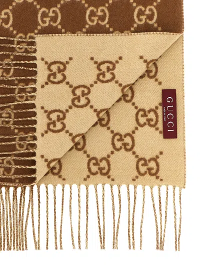 Gucci Gg Cashmere Scarf Scarves And Foulards Brown In Brown