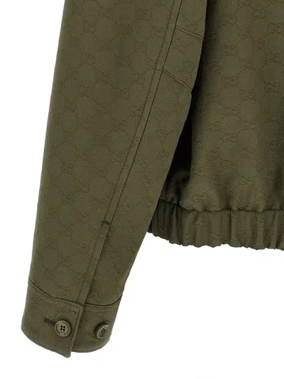 Gucci Gg Fabric Bomber Jacket Puffer Jackets Green In Green