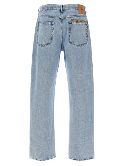 Gucci Jeans With Gg Canvas Details In Blue