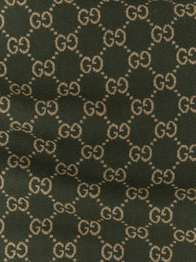 Gucci Gg Jacquard Scarf Scarves And Foulards Green In Brown