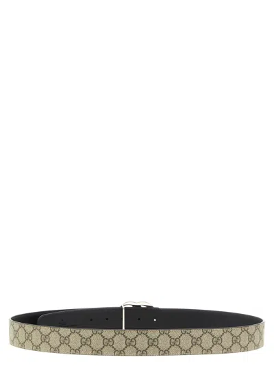 Gucci Beige Gg Marmont Reversible Belt In Gray