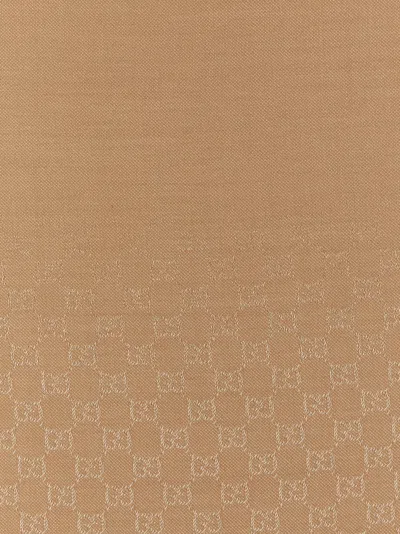 Gucci Gg Wool Scarf Scarves And Foulards Beige In Neutral