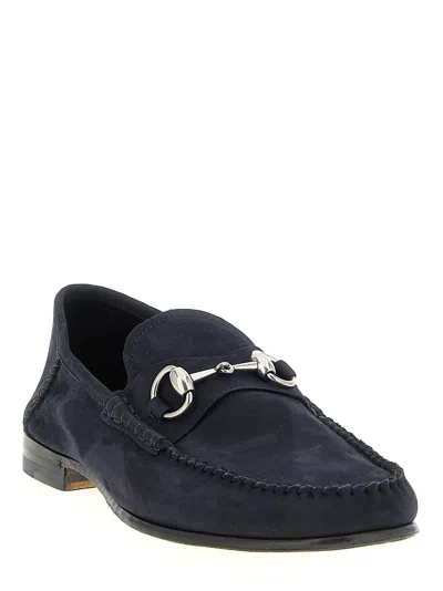 Gucci Round Toe Loafers With Metal Buckle Detail In Black