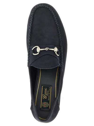 Gucci Round Toe Loafers With Metal Buckle Detail In Black