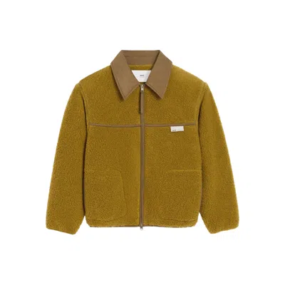 Ami Alexandre Mattiussi Ami Paris Zip Fleece Jacket In Green