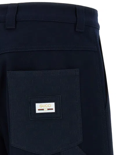 Gucci Blue Cotton Pants In Blue