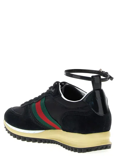 Gucci Black Gg Fabric And Suede Re-motion Sneakers In Multi