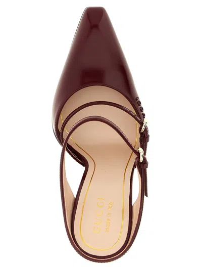 Gucci Pointed Toe Transparent Heel Wedge Pumps In Burgundy
