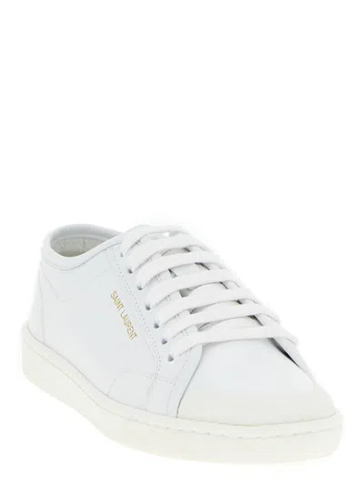 Saint Laurent Gym Leather Low-top Sneakers In White