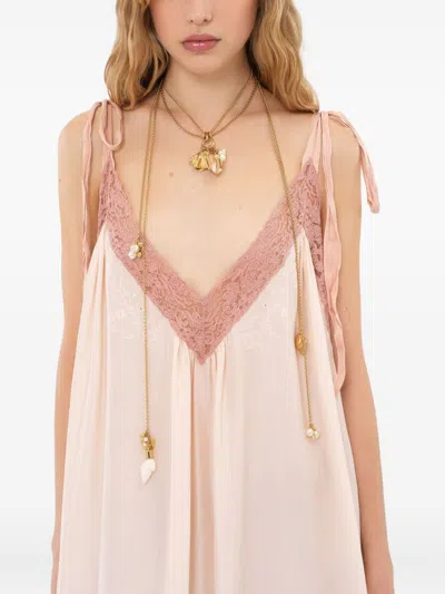 Chloé Silk Lace Floor-length Sleeveless Dress In Pink