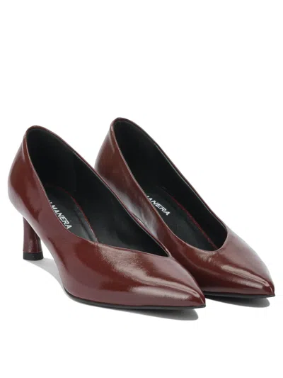 Halmanera Bordeaux Leather Heeled Shoes In Burgundy