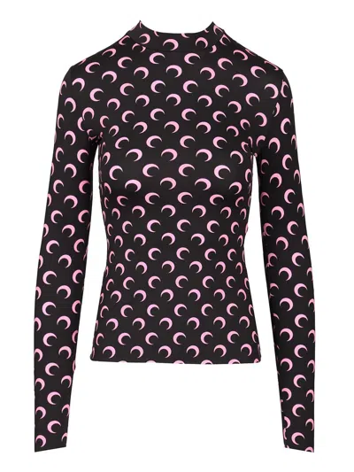 Marine Serre High-neck Sweater Tops Black In Purple