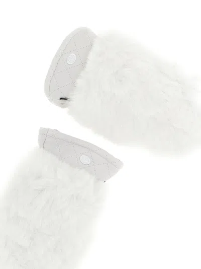 Goldbergh Hill Leather Mittens With Faux Fur Top In White