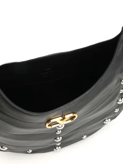Valentino Garavani Hoboho Hobo Bag In Chevron-patterned Nappa Leather With Studs In Black