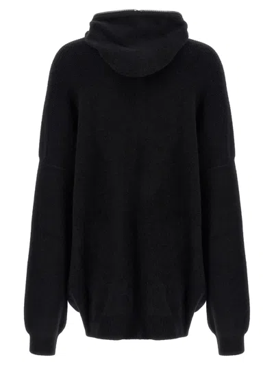 Rick Owens Hooded Wool Cardigan Sweaters And Cardigans Black In Animal Print